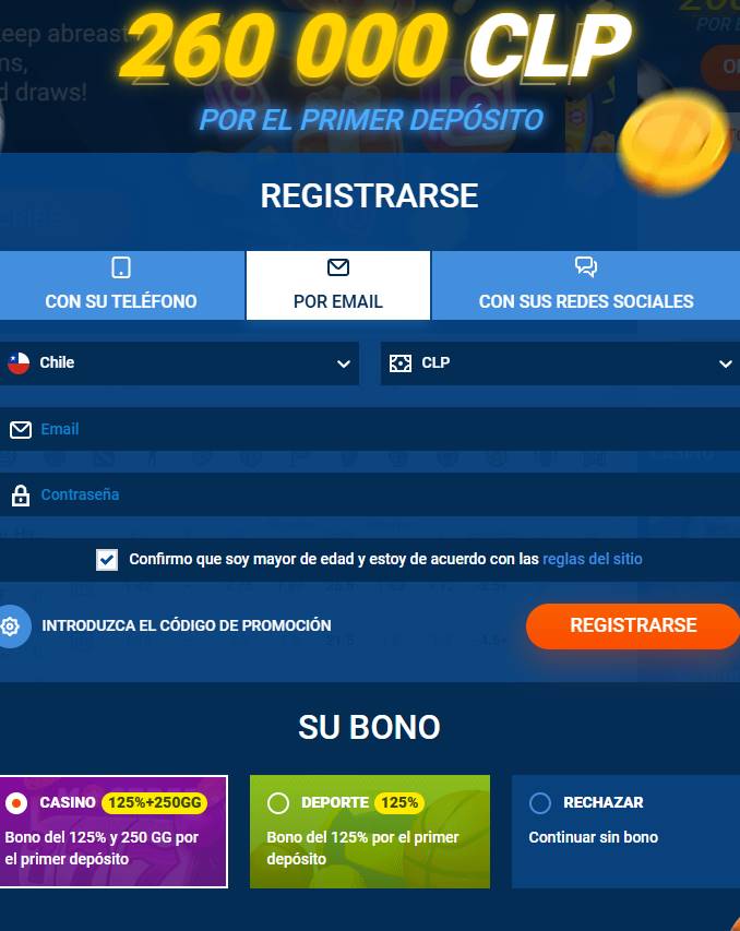 Selección del paquete de bono al registrarse en Mostbet